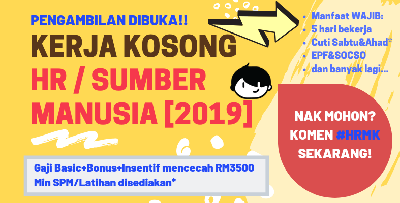 [PENGAMBILAN TERBUKA] - Senarai Kerja Kosong HR / Sumber Manusia Untuk Dimohon SEGERA Di Sini!
