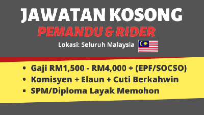 Kerja Kosong Pemandu Lori/Van & Rider, Gaji Hingga RM4,000!, Seluruh Malaysia - Mohon Segera!