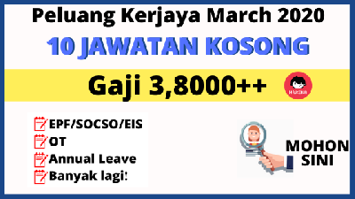 Peluang Kerjaya Seluruh Malaysia, Di Maukerja, Ambilan March 2020, Gaji Sehingga RM3,800++, Fresh Grade Digalakan Memohon!