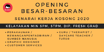 Gabungan Pelbagai Bidang Kerja Kosong Admin, CS, Graphic Designer, Akaun, Guru! Kekosongan Seluruh Malaysia!