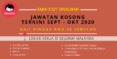 [TERKINI] - Senarai Kerja Kosong 'Urgent Hiring' September - Oktober 2020, Mohon Sini Sekarang!