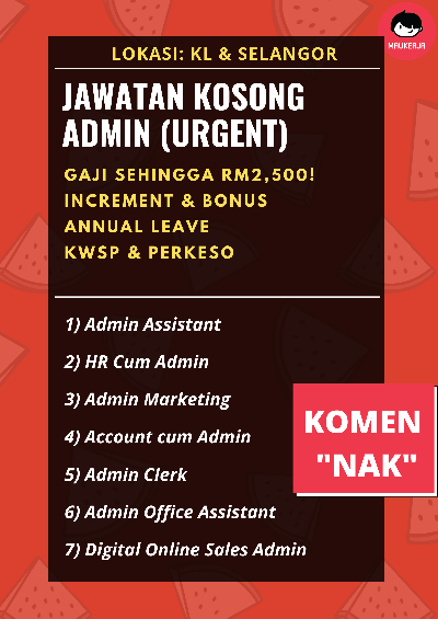10 Jawatan Kosong ADMIN Yang Korang Boleh Apply Sekarang