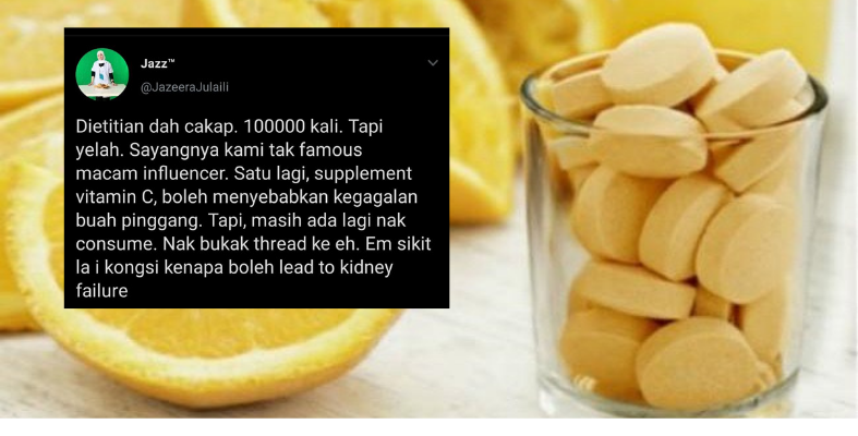 Supplement Vitamin C Boleh Sebabkan Kegagalan Buah Pinggang? Ini Penjelasannya