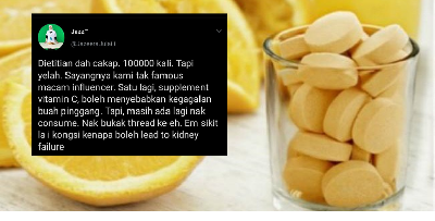 Supplement Vitamin C Boleh Sebabkan Kegagalan Buah Pinggang? Ini Penjelasannya