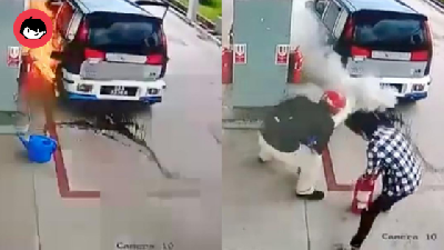 Respect Lelaki Ini Nampak Tenang & Berjaya Kawal Api Di Stesen Minyak