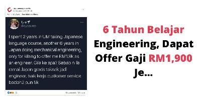 Gaji Engineer RM1900, "Lebih Baik Jadi Customer Service, Gaji Boleh Dapat RM5,000"