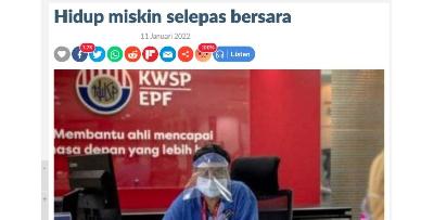 Rakyat Malaysia Akan Hidup Miskin Selepas Bersara. Kenapa?
