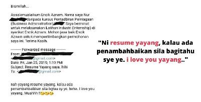 “nah yayang resume yayang, i love you yayang” - Pening HR tengok korang apply kerja macam ni