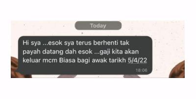 Tiba-tiba Dibuang Kerja Sebab Majikan Tak Mampu Bayar Gaji Minima RM1,500
