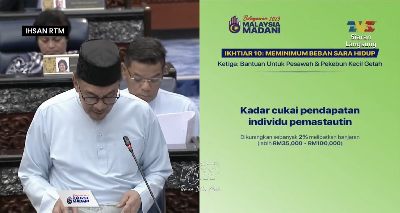Kadar cukai pendapatan M40 dikurangkan 2%. Cukai lebih tinggi kepada T20!