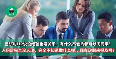 面试时HR说没经验也没关系，有什么不会的都可以问同事！谁知道.. 菜鸟入职后直接‘被放生’，只能像无头苍蝇一样自己摸索，欲哭无泪！