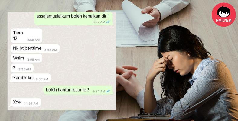 Mintak Kerja Macam Sembang Dengan Member! Lepasan SPM Minta Kerja Secara Biadap! Ini Nasihat Dari Netizen