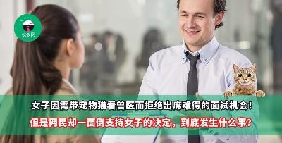 女子因需带宠物猫看兽医而拒绝出席难得的面试机会！但是网民却一面倒支持女子的决定，到底发生什么事？