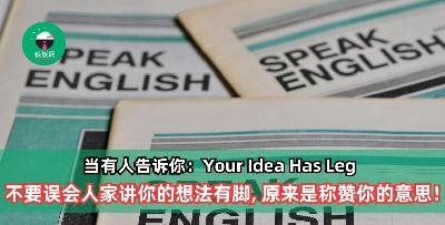 当有人告诉你：Your Idea Has Leg 不要误会人家讲你的想法有脚！原来是称赞你的意思哦！