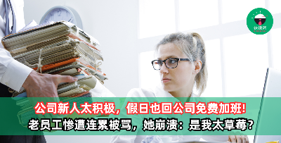 公司新人太积极，假日也回公司免费加班，还呛老员工“谁叫你不带回家做？” 她崩溃：同事太奴还是我太草莓？