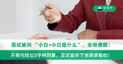 面试被问 “小白+小白是什么”，别人听得一头雾水，他却给出3字神回复！面试官听了超满意，当场录取他！