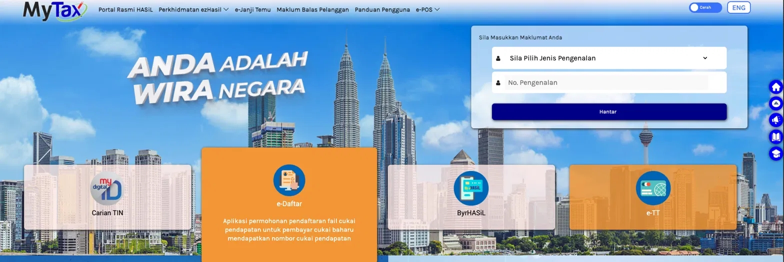 Borang Semakan dan Pendaftaran Nombor Pengenalan Cukai (TIN) dalam e-Daftar MyTax